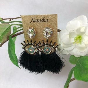 Natasha Women’s Cute Eye Bead and Tassel Earrings